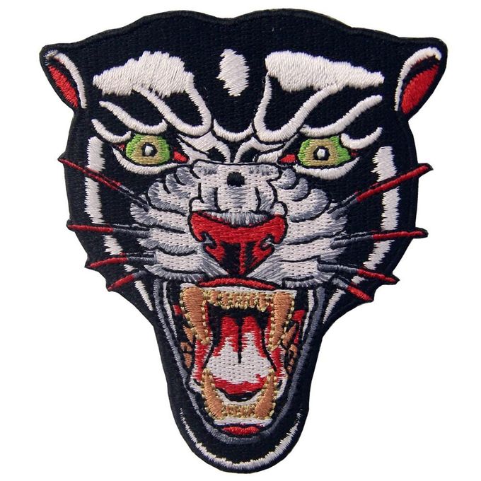 Les insignes de tissu brodés par machine cousent sur le logo fait sur commande d'animal de tigre
